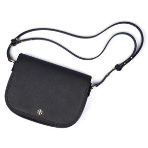 NWT! 🔥 Tory Burch Emerson Saffiano
Black Leather Crossbody 🖤